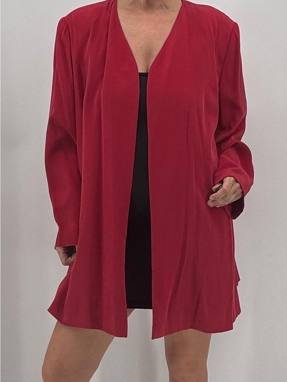 Vintage Y2K Della Reese Touched By An Angel Silk Red Blazer Deadstock Jacket - Picture 2 of 11
